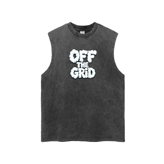 Snow Washed Frayed Hem Tank Top