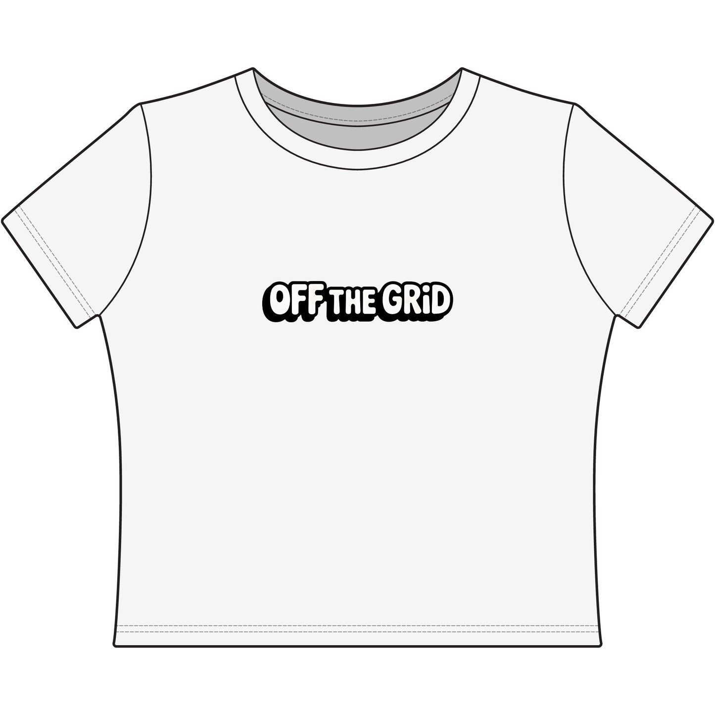 Off The Grid Women's Baby Tee — Casual Cropped Graphic Tee for Travel & Adventure Lovers