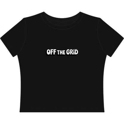 Off The Grid Women's Baby Tee — Casual Cropped Graphic Tee for Travel & Adventure Lovers