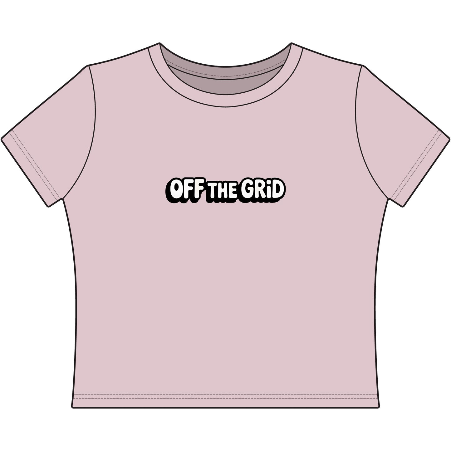 Off The Grid Women's Baby Tee — Casual Cropped Graphic Tee for Travel & Adventure Lovers
