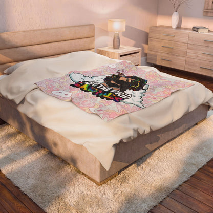 Velveteen Plush Blanket — "Off The Grid Exotics" Rainbow Cartoon Chill Throw