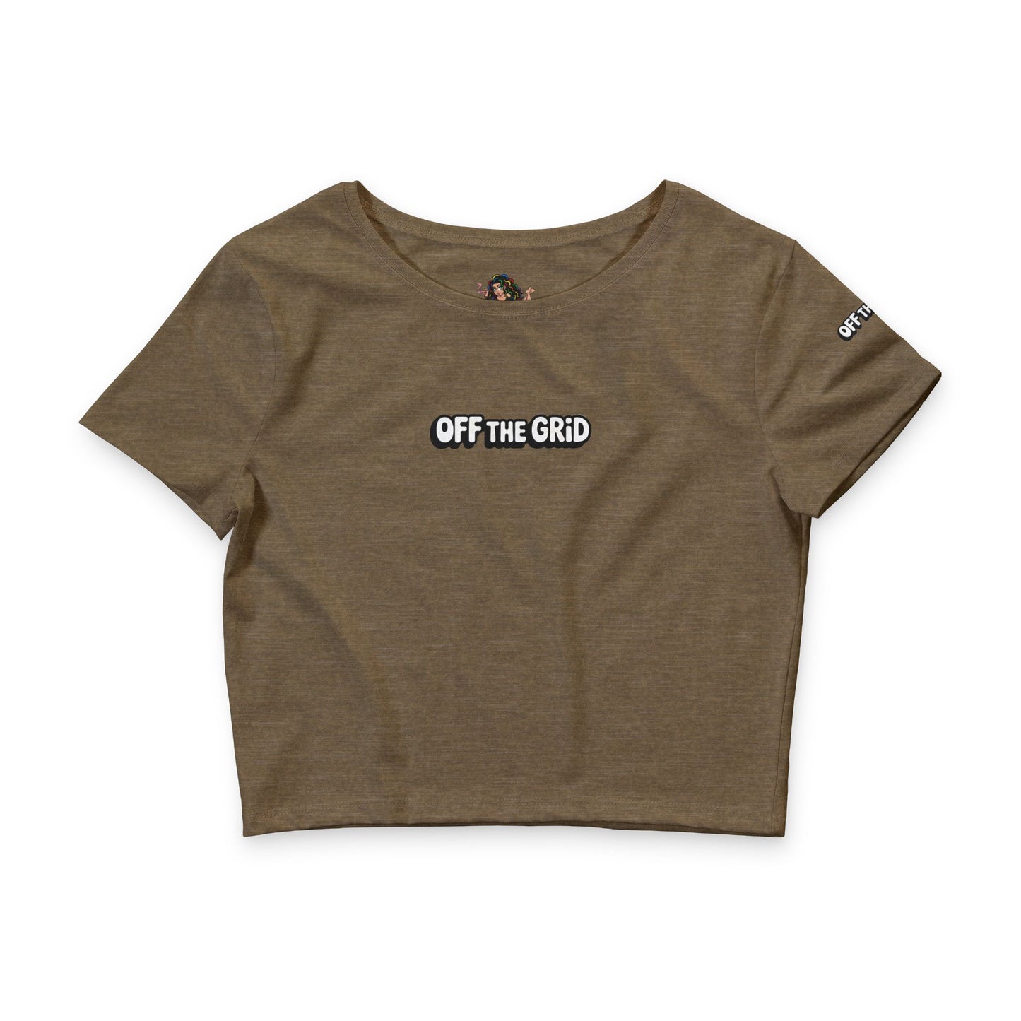 Off The Grid Crop Tee — Women’s Relaxed White Graphic Crop Top
