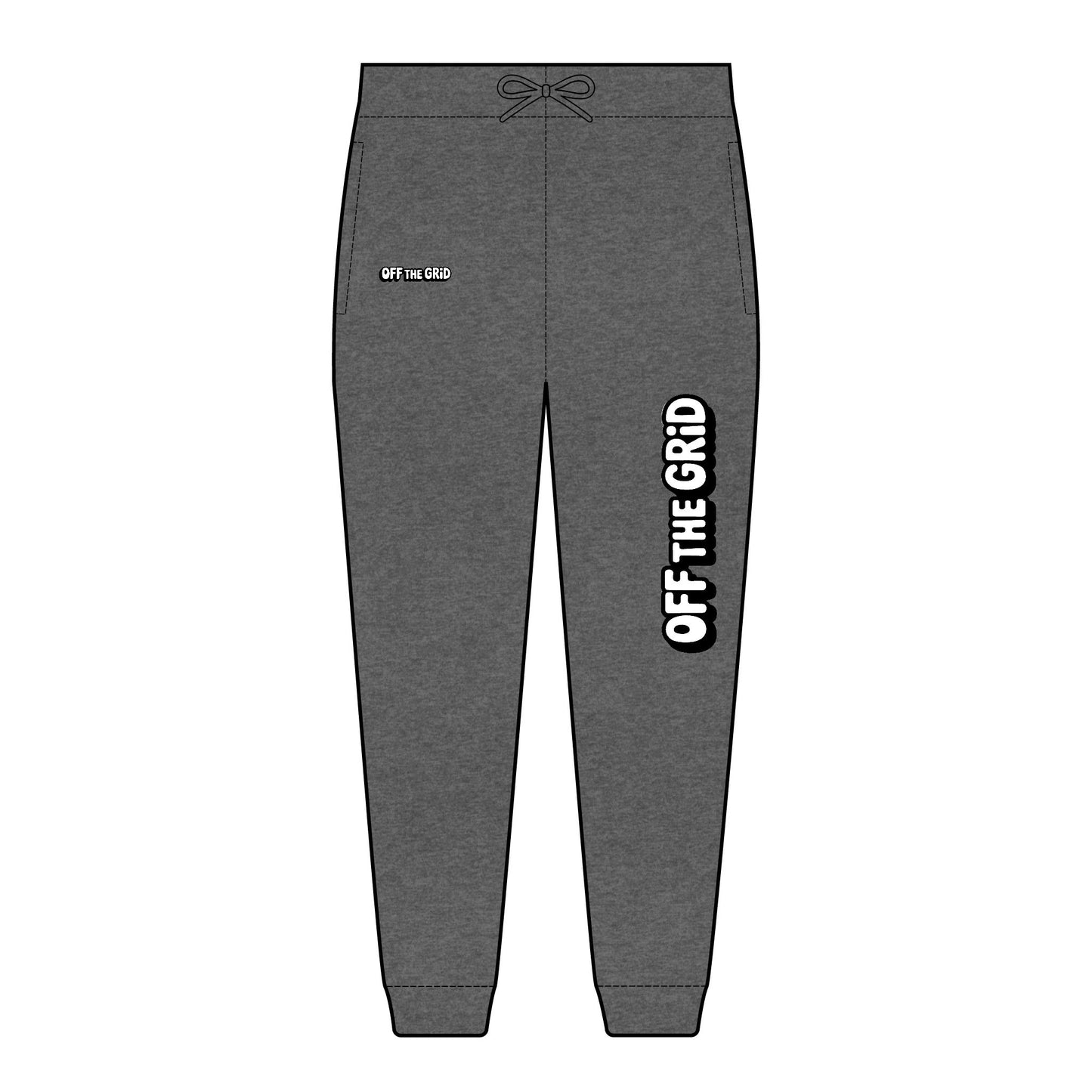 Off The Grid Embroidered Joggers - 'OFF THE GRID' Cozy Fleece Sweatpants
