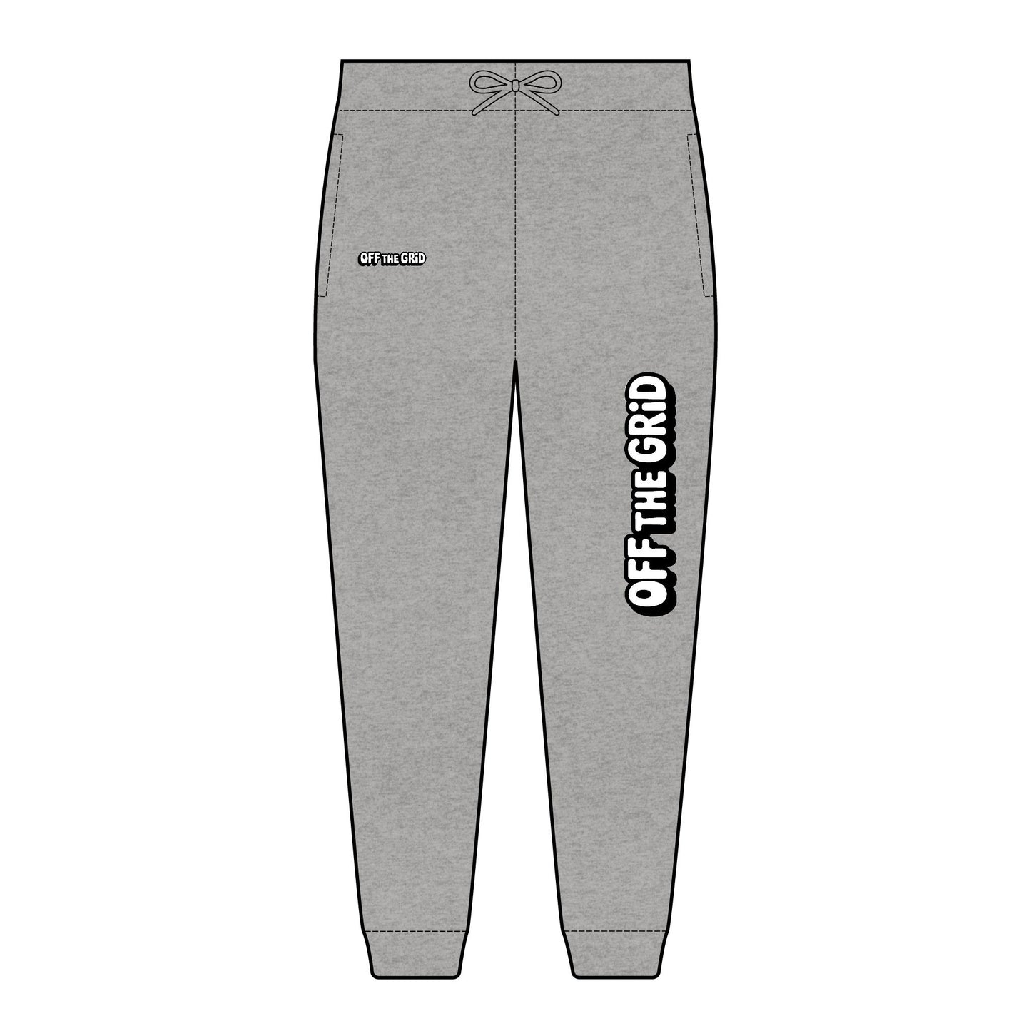 Off The Grid Embroidered Joggers - 'OFF THE GRID' Cozy Fleece Sweatpants