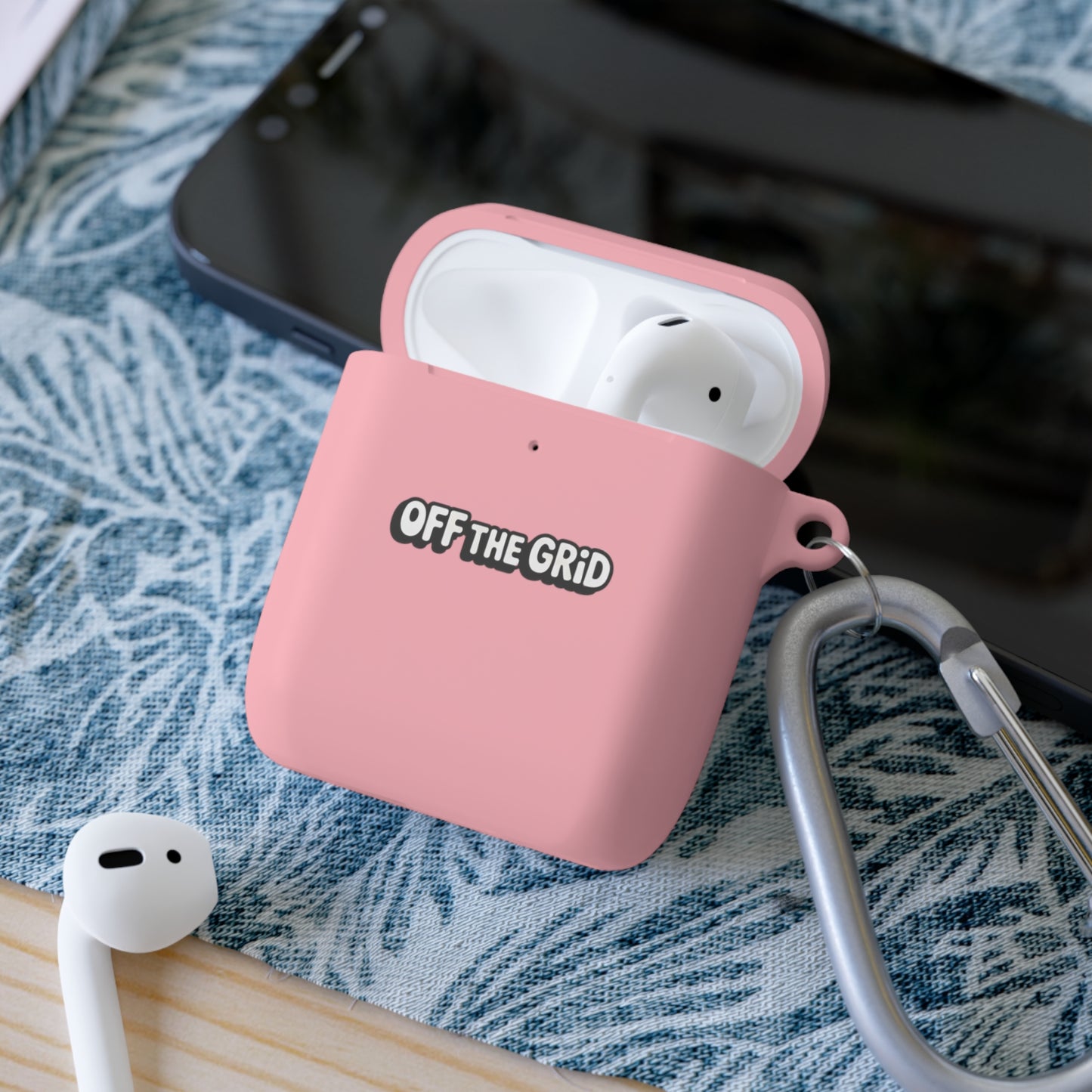 "Off The Grid" AirPods Case Cover — Minimal Protective Silicone Case with Carabiner