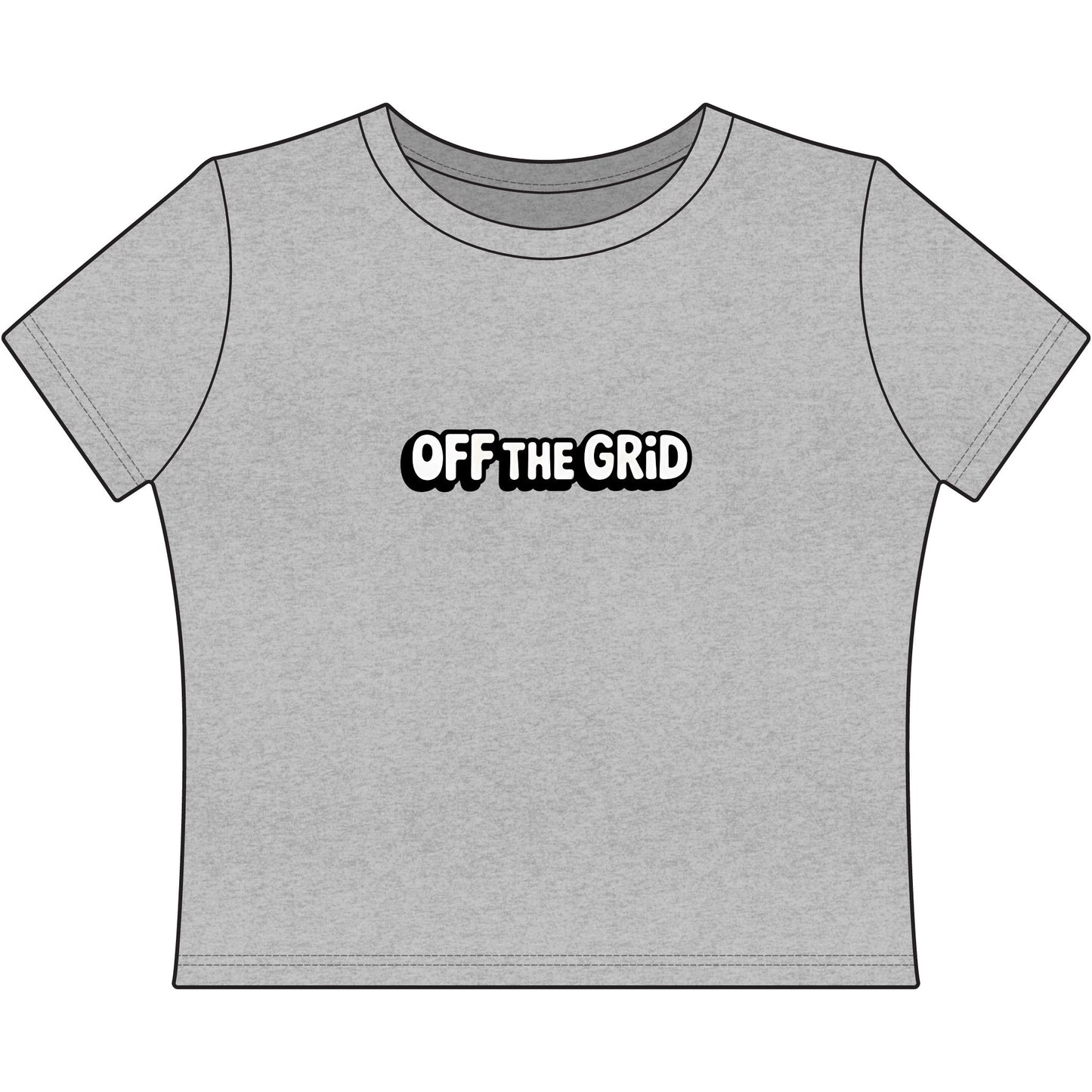 Off The Grid Women's Baby Tee — Casual Cropped Graphic Tee for Travel & Adventure Lovers