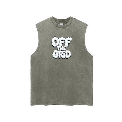 Snow Washed Frayed Hem Tank Top