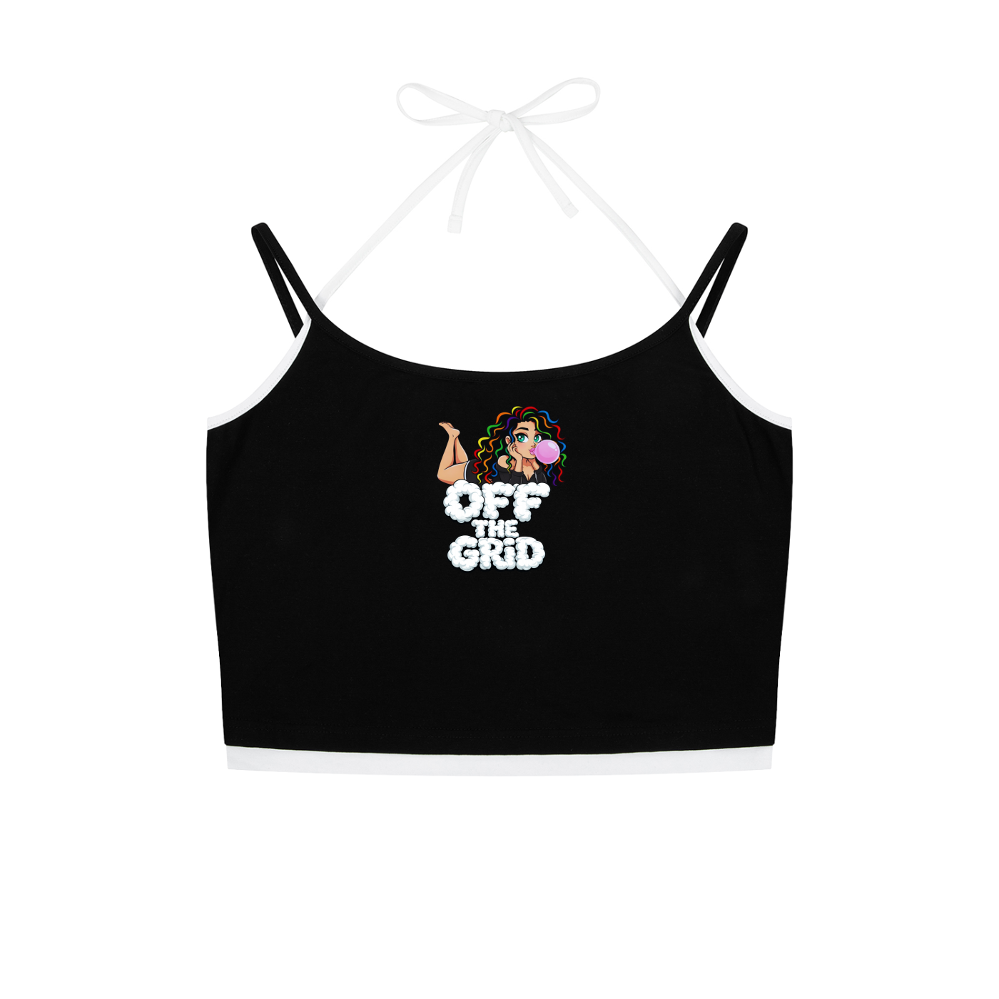 Contrast Binding Halter Tank Top