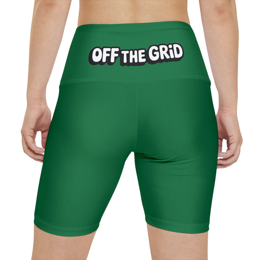 Off The Grid Women's Workout Shorts — High-Waist Athletic Biker Shorts
