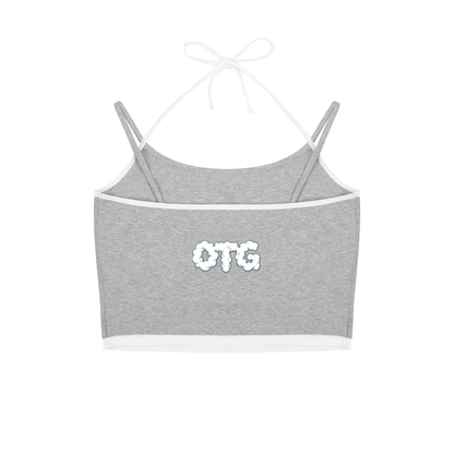 Contrast Binding Halter Tank Top