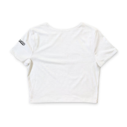 Off The Grid Crop Tee — Women’s Relaxed White Graphic Crop Top