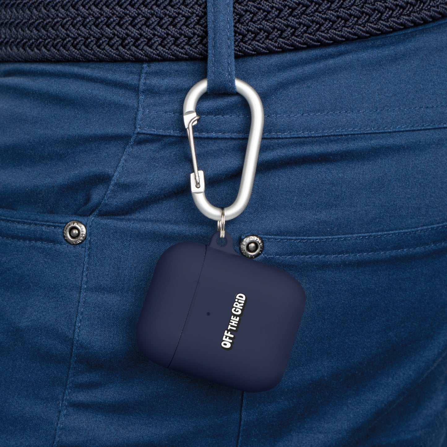 "Off The Grid" AirPods Case Cover — Minimal Protective Silicone Case with Carabiner