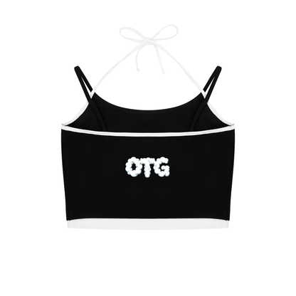 Contrast Binding Halter Tank Top