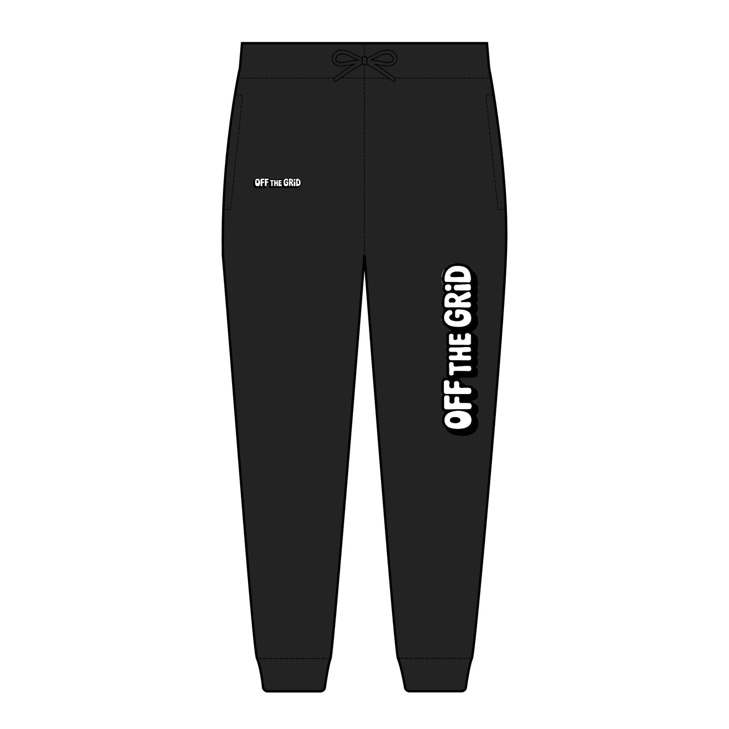 Off The Grid Embroidered Joggers - 'OFF THE GRID' Cozy Fleece Sweatpants