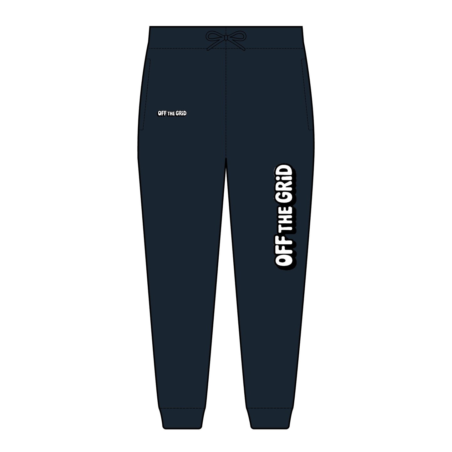 Off The Grid Embroidered Joggers - 'OFF THE GRID' Cozy Fleece Sweatpants