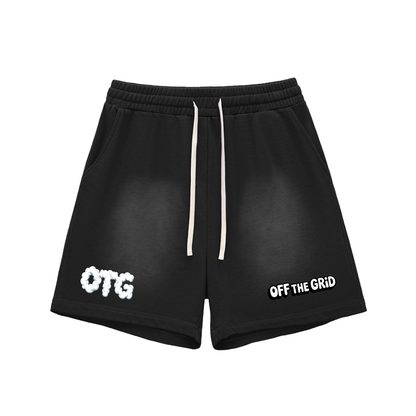 Sun Fade Raw Edge Cotton Shorts