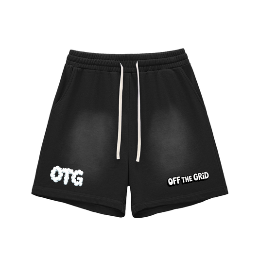 Sun Fade Raw Edge Cotton Shorts