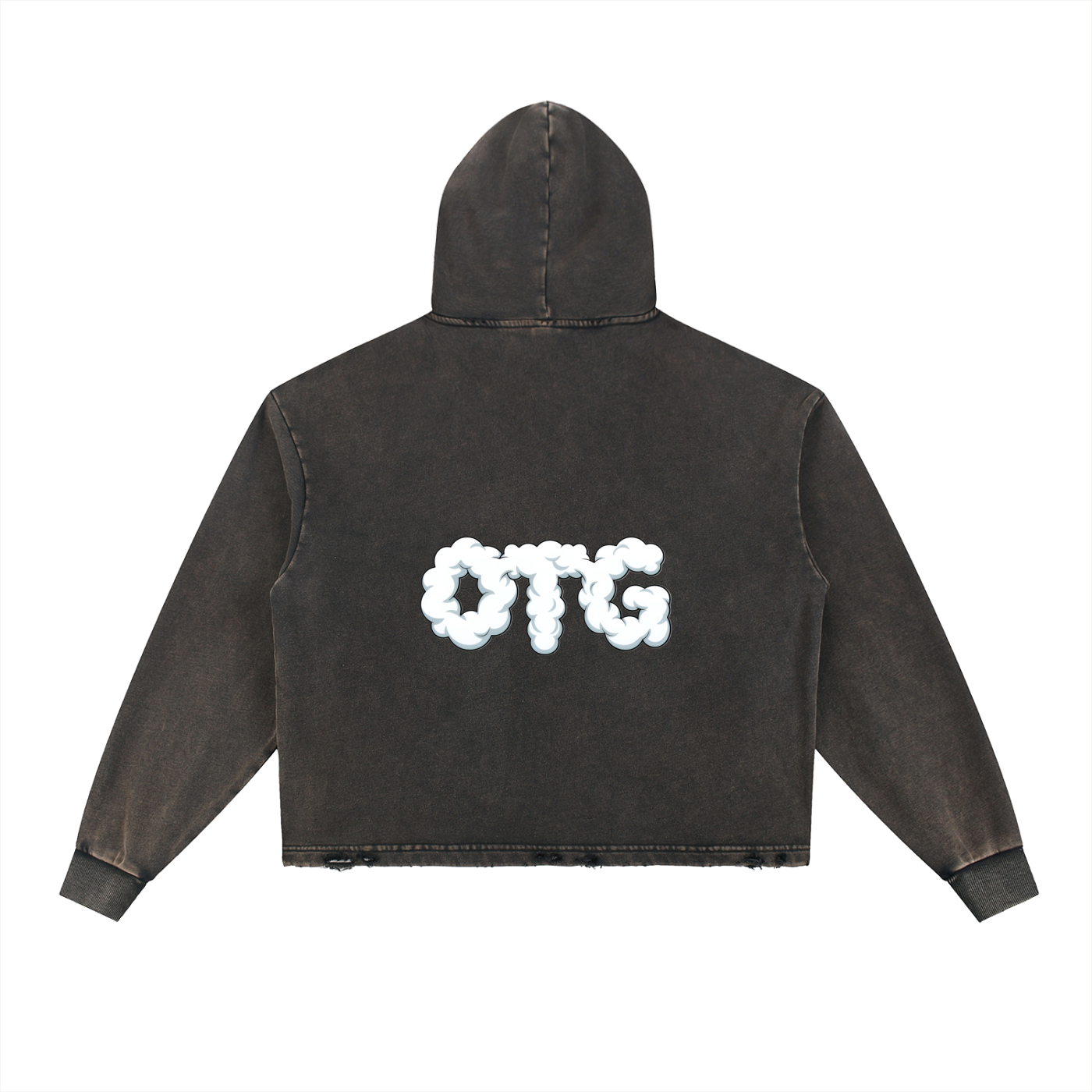 Vintage Washed Frayed-Hem Hoodie