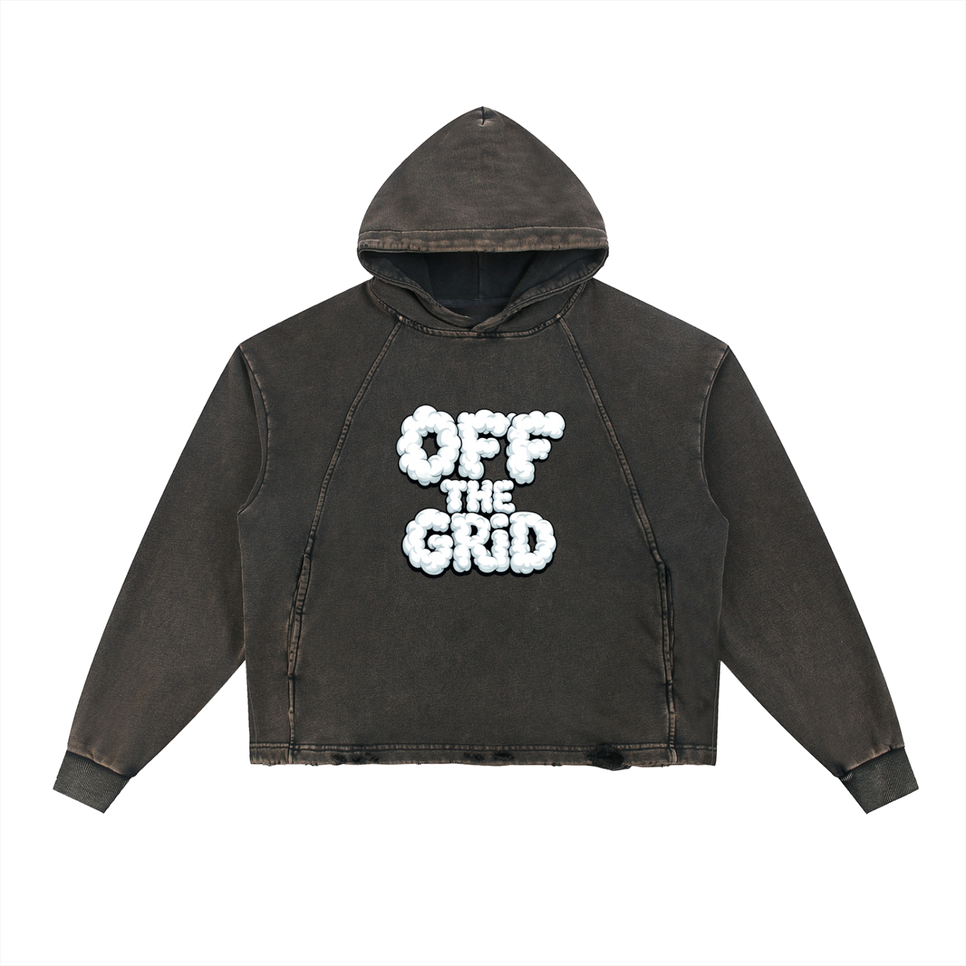 Vintage Washed Frayed-Hem Hoodie