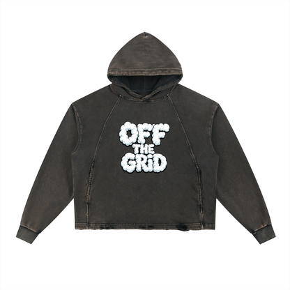 Vintage Washed Frayed-Hem Hoodie