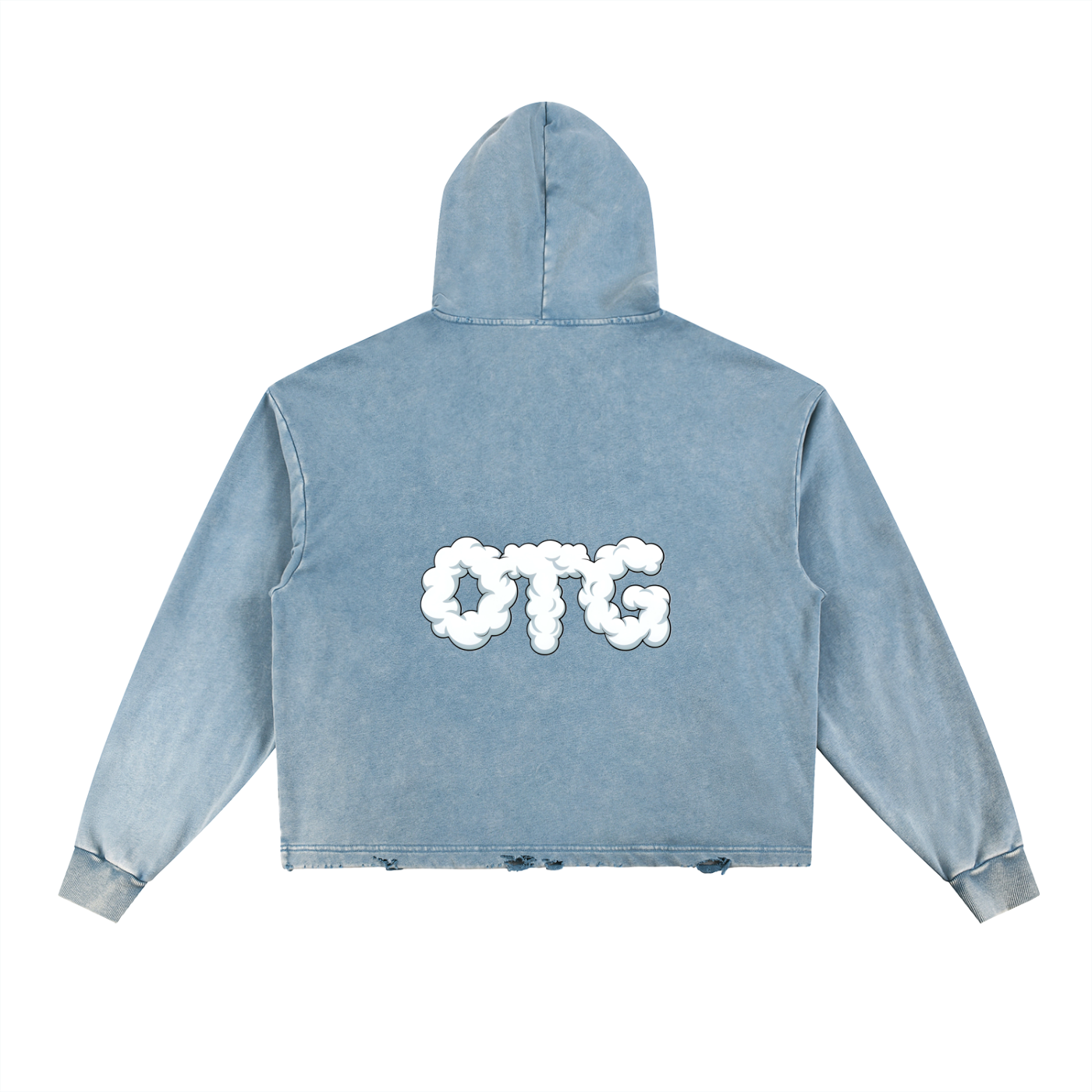 Vintage Washed Frayed-Hem Hoodie