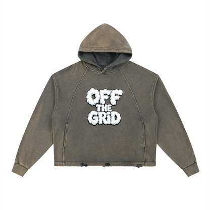 Vintage Washed Frayed-Hem Hoodie