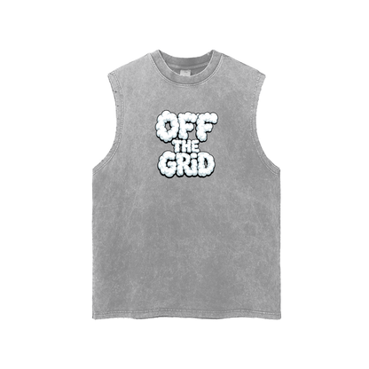 Snow Washed Frayed Hem Tank Top