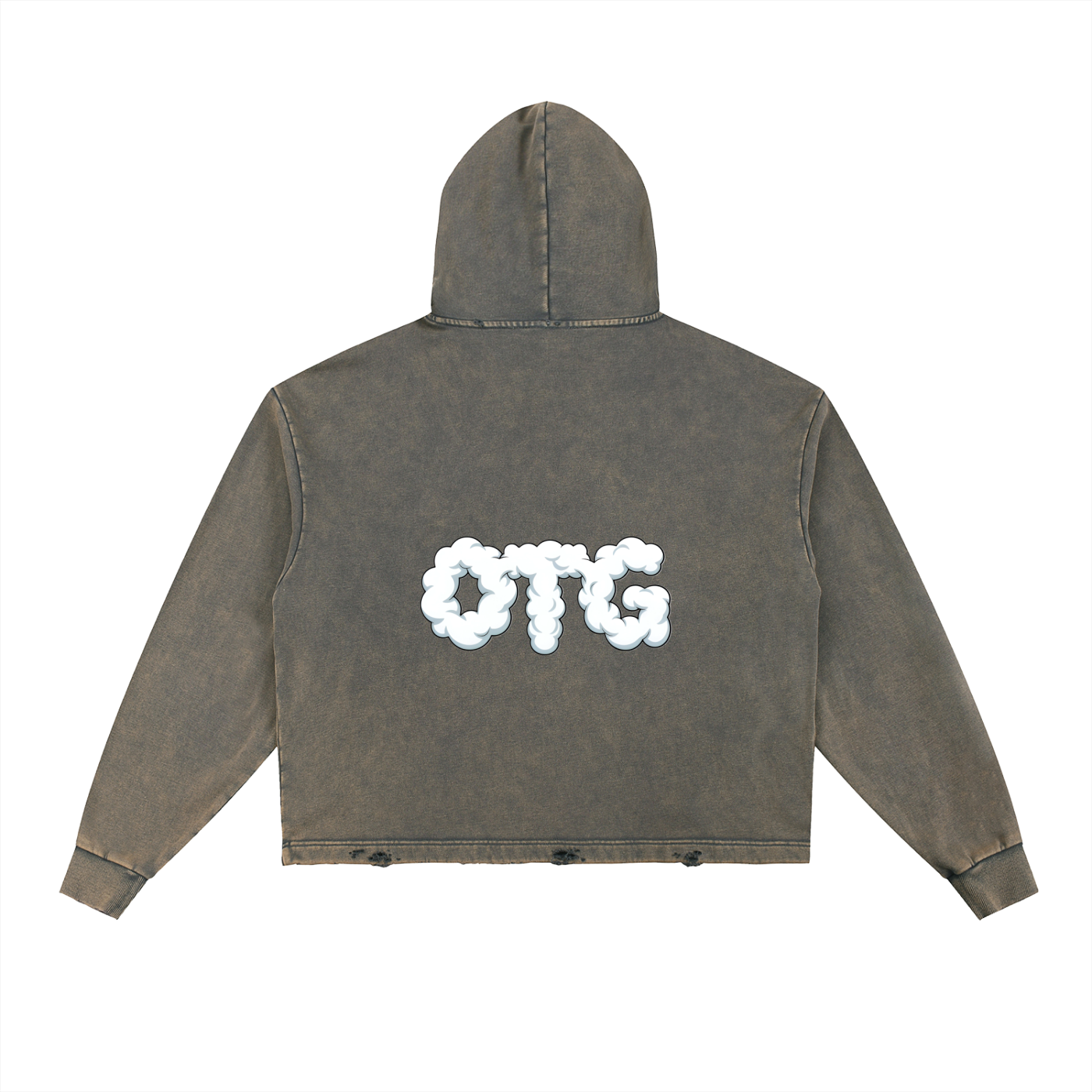 Vintage Washed Frayed-Hem Hoodie