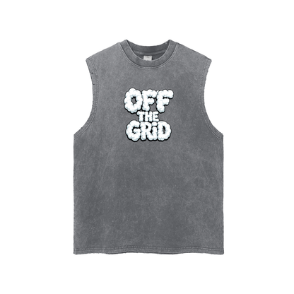 Snow Washed Frayed Hem Tank Top