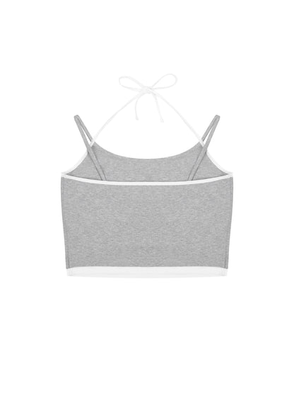 Contrast Binding Halter Tank Top